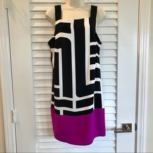 Alice & Trixie Silk Black, White & Fuchsia  Dress